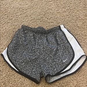 Nike Women's Black and White Striped Athletic Shorts